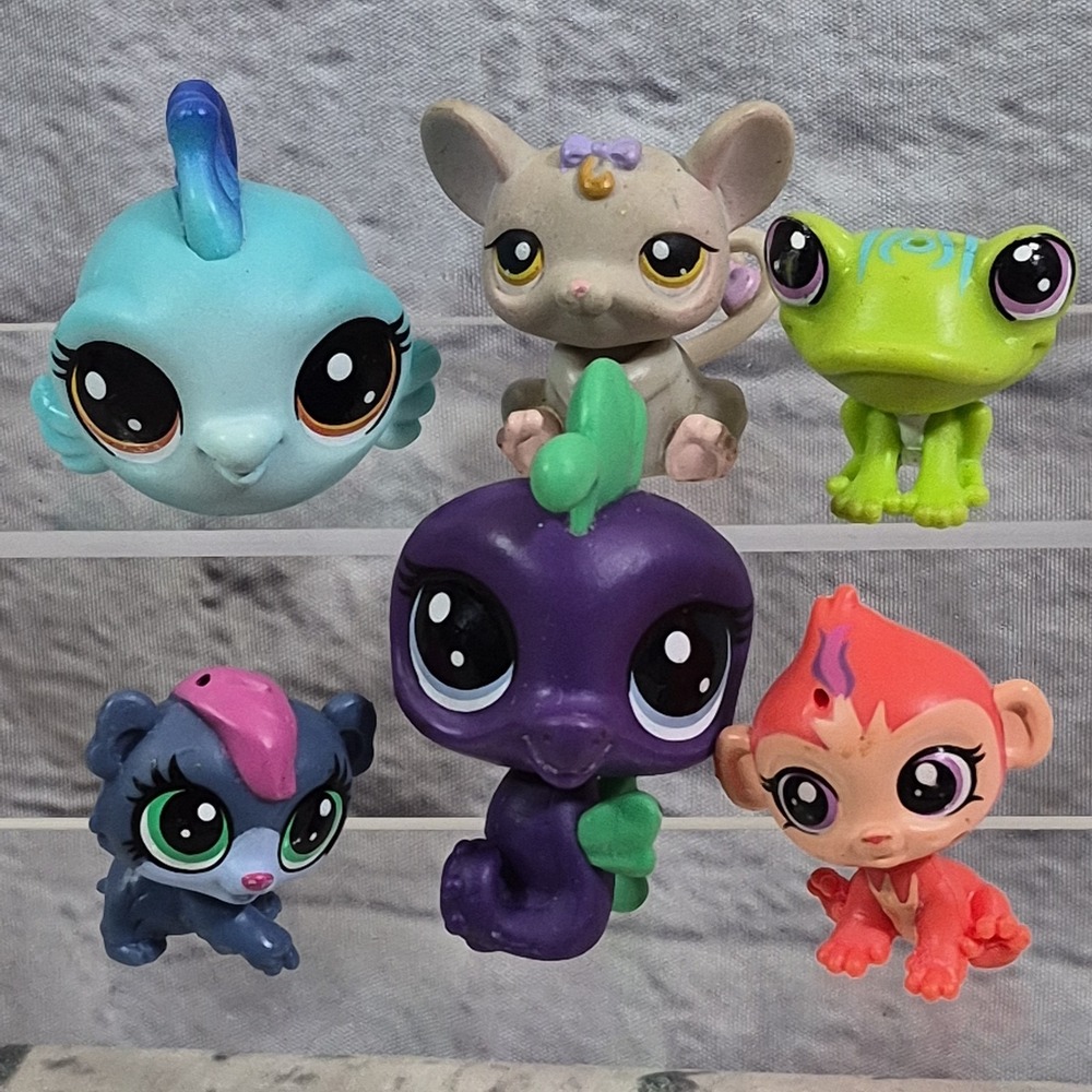Littlest Pet‎ Shop LPS Figures Lot Of 6 Jade Seahorse Frye Fishly Gray Mouse